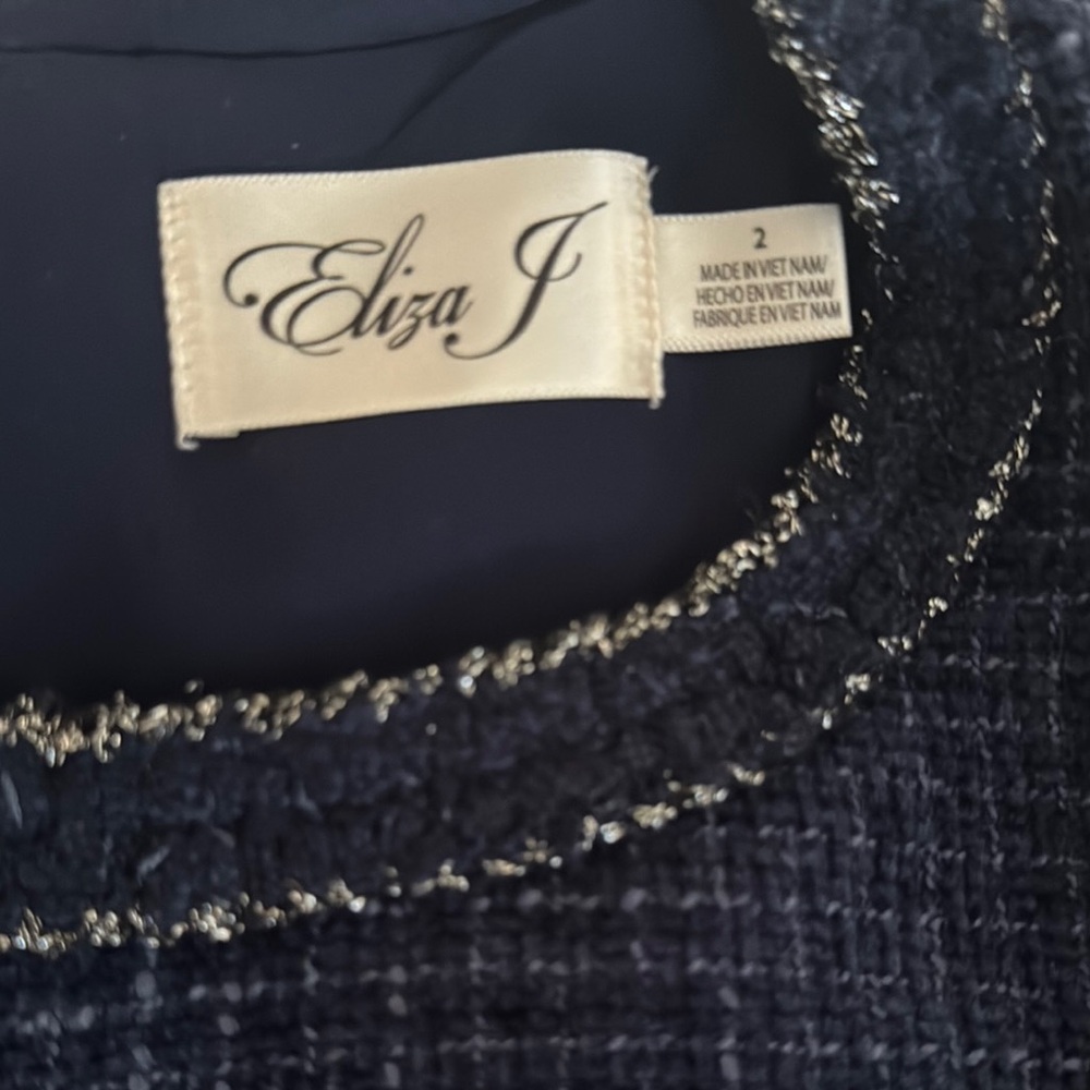 🆕 Eliza J Navy Tweed Shift Dress - Picture 5 of 7